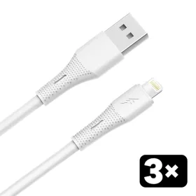   AVAX CB4306 3x USB-A – Lightning szilikon töltőkábel csomag, 1.5 m, fehér