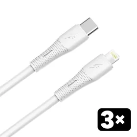   AVAX CB4308 3x 27W USB-C – Lightning szilikon töltőkábel csomag, 1.5 m, fehér