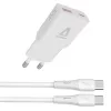 AVAX CH6413 30W GaN töltő és 60W USB-C szilikon kábel csomag, fehér