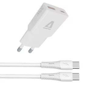   AVAX CH6413 30W GaN töltő és 60W USB-C szilikon kábel csomag, fehér