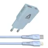 AVAX CH6416 30W GaN töltő és USB-C–Lightning szilikon kábel, világoskék