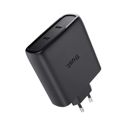 TRUST 25527 Maxo 100W 2x USB-C csatlakozással - fekete hálózati GaN töltő