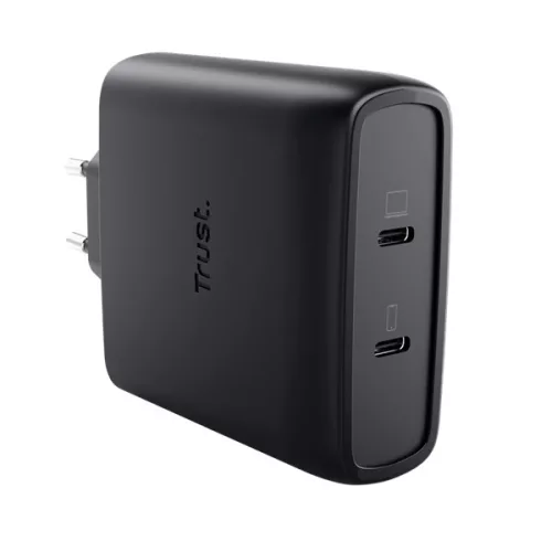 TRUST 25527 Maxo 100W 2x USB-C csatlakozással - fekete hálózati GaN töltő