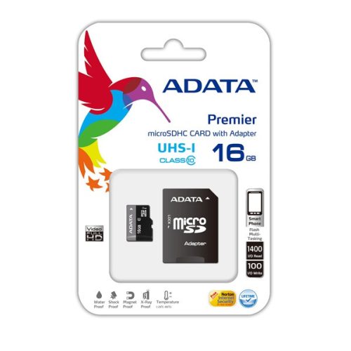 ADATA 16GB SD micro (SDHC Class 10 UHS-I) (AUSDH16GUICL10-RA1) memóriakártya adapterrel